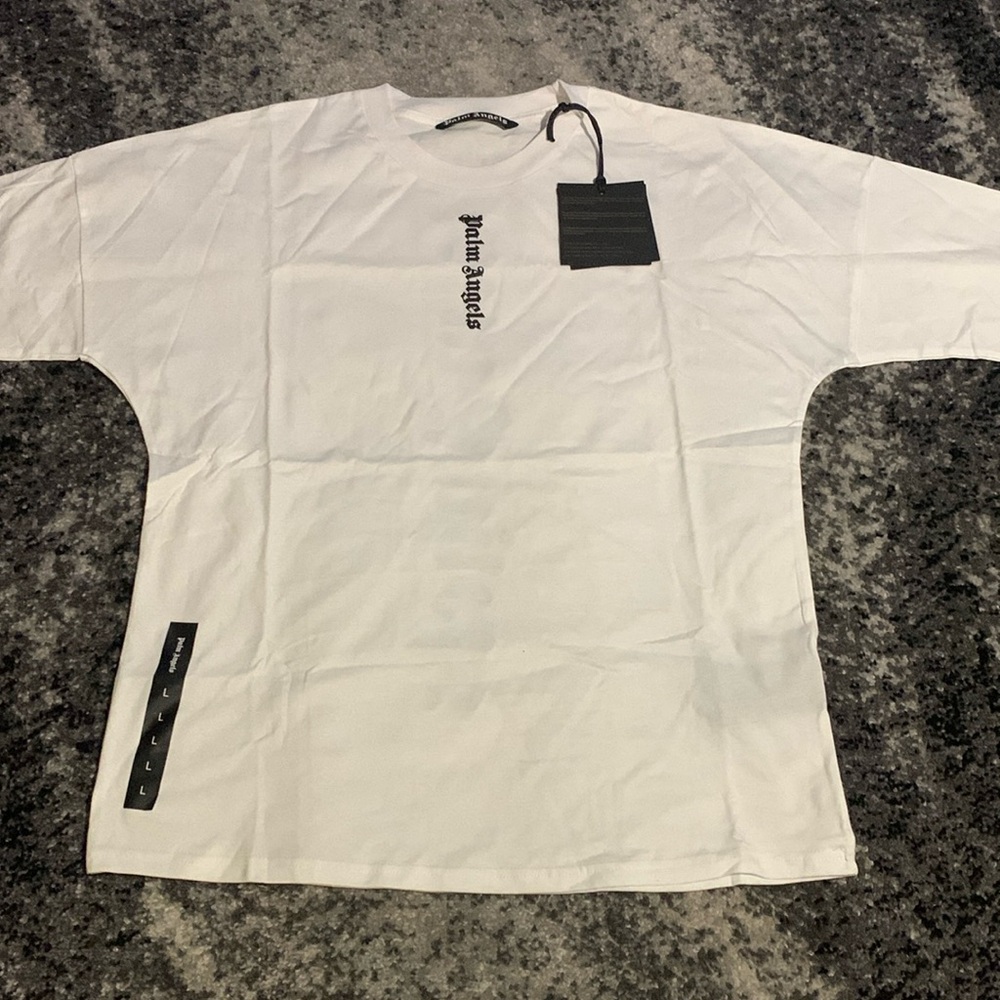 Palm Angels Vertical Logo White T-Shirt Men’s Size Large